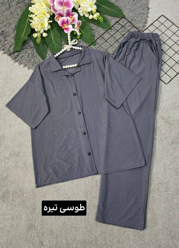 ست بلوز وشلوار جلو دکمه بیسکویتی مردانه کاوه