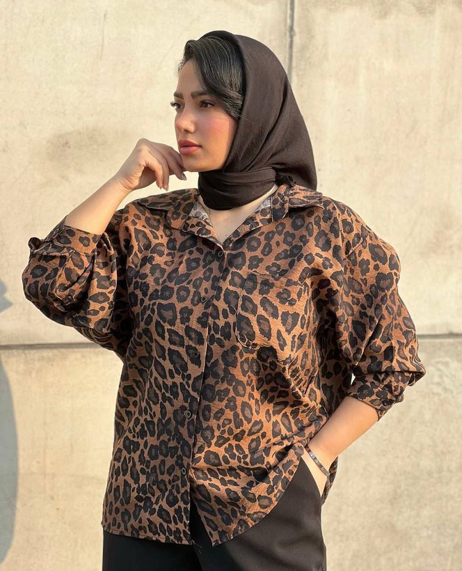 شومیز پلنگی جنس بوگاتی اسپرسو