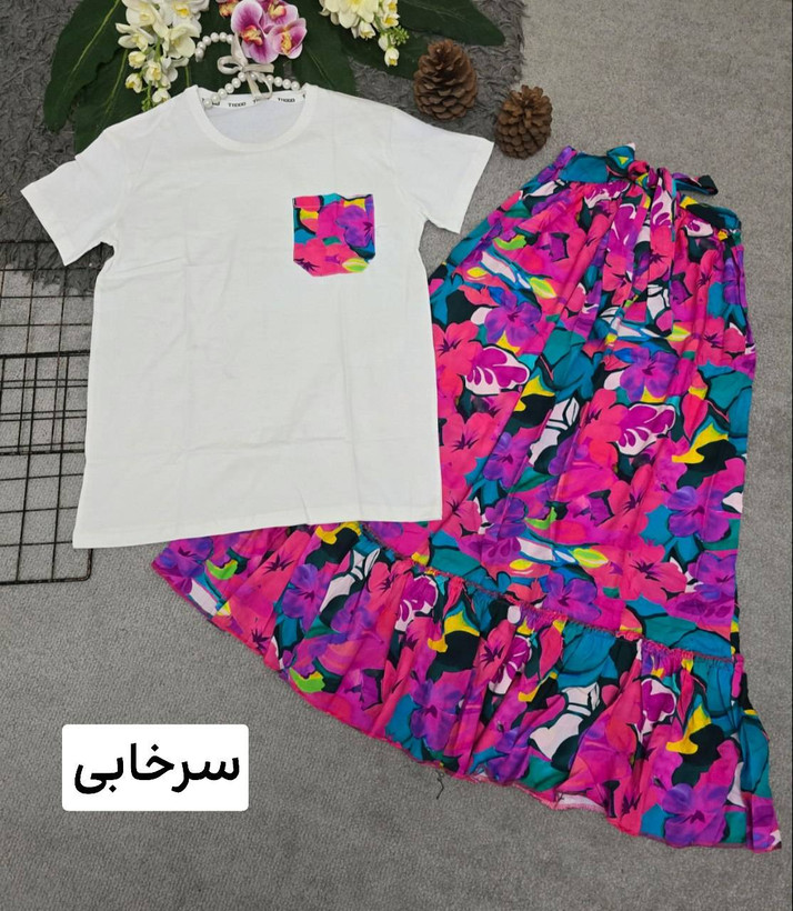 ست بلوز و دامن جنس پنبه دامن نخ