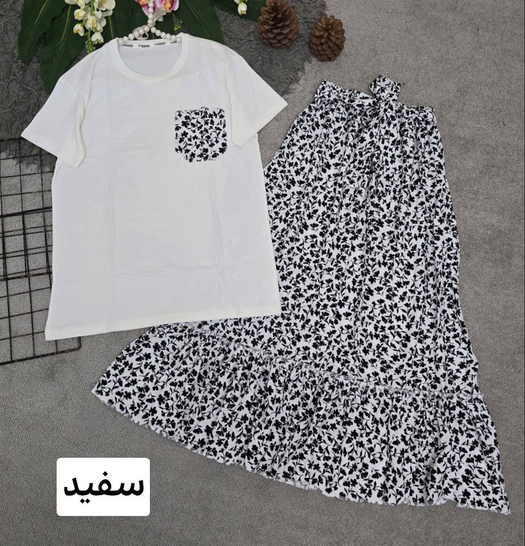ست بلوز و دامن جنس پنبه دامن نخ