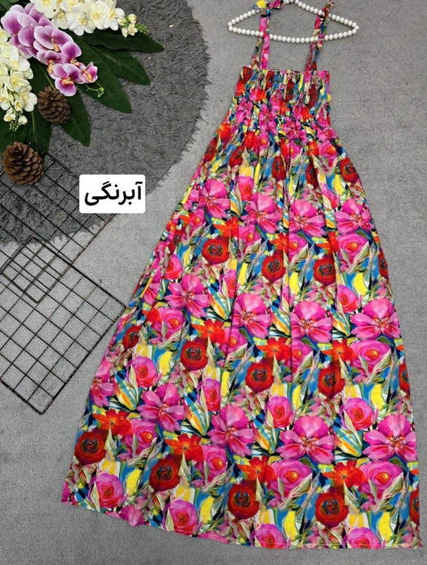 پیراهن اطلس نخ تمام کشی دوزی شده