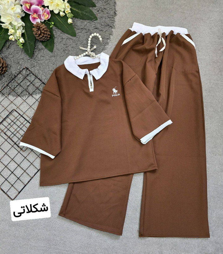 ست پولوشرت وشلوار سیندخت جنس مازراتی