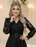 لباس مجلسی لیلیوم کرپ غواصی خرجکار پولکی ترک به همراه کمربند
