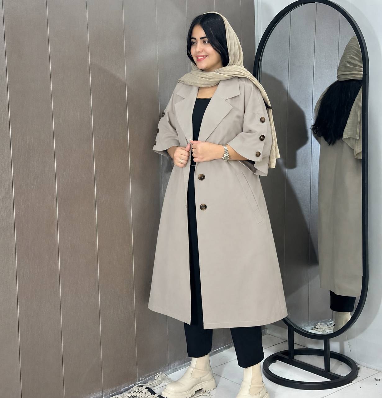 مانتو بارونی رخسار کتان زارا